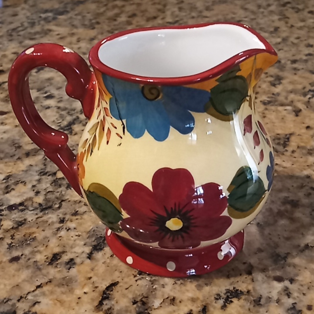 Oneida Sunset Bouquet Creamer And Sugar Dish With Notched Lid. Hand Painted. - Picture 4 of 16